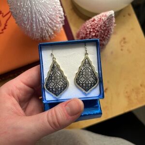 Kendra Scott Addie Drop Earrings Black and Silver Earrings
